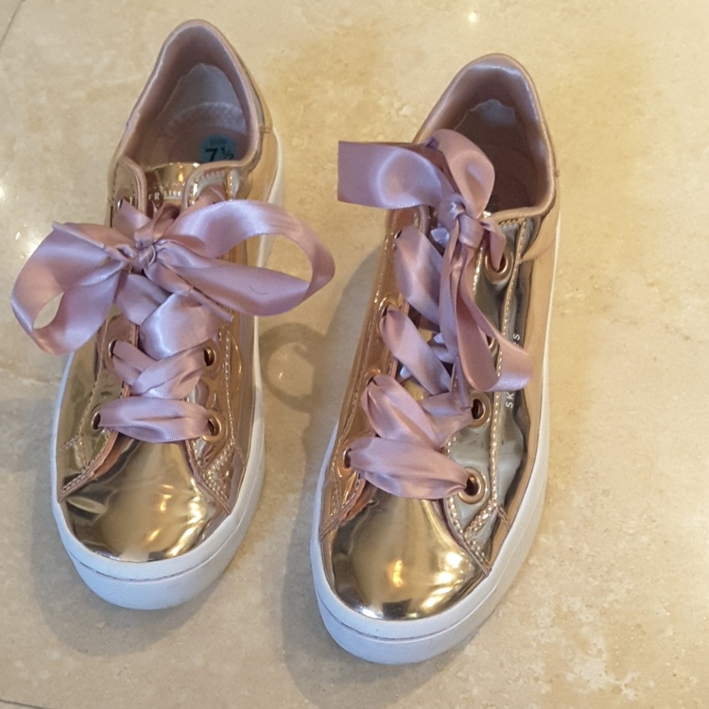Skechers street rose gold sneakers
